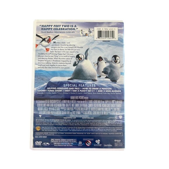 Happy Feet Two DVD 2011 Family Movie Elijah Wood Robin Williams Pre-Owned - Picture 4 of 4